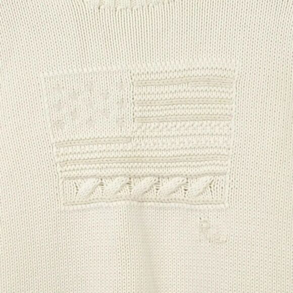 NEW Polo Ralph Lauren Iconic Embroidered American Flag Sweater in Ivory Size S - Picture 6 of 12